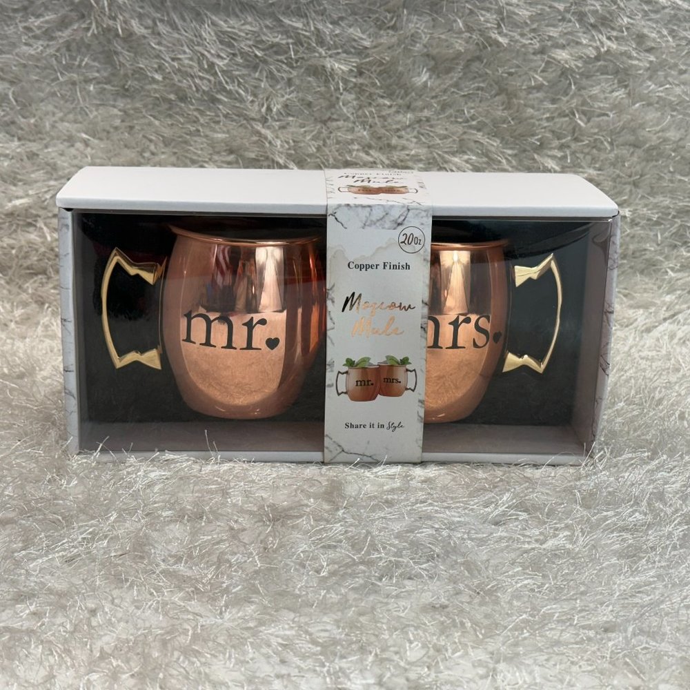 Moscow Mule Mugs Copper Finish "Mr & Mrs" 20 Oz